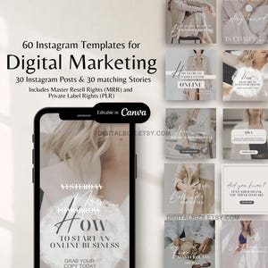 Digital Marketing Instagram Posts Instagram Story Templates with Master Resell Rights MRR and Private Label Rights PLR Instagram Template