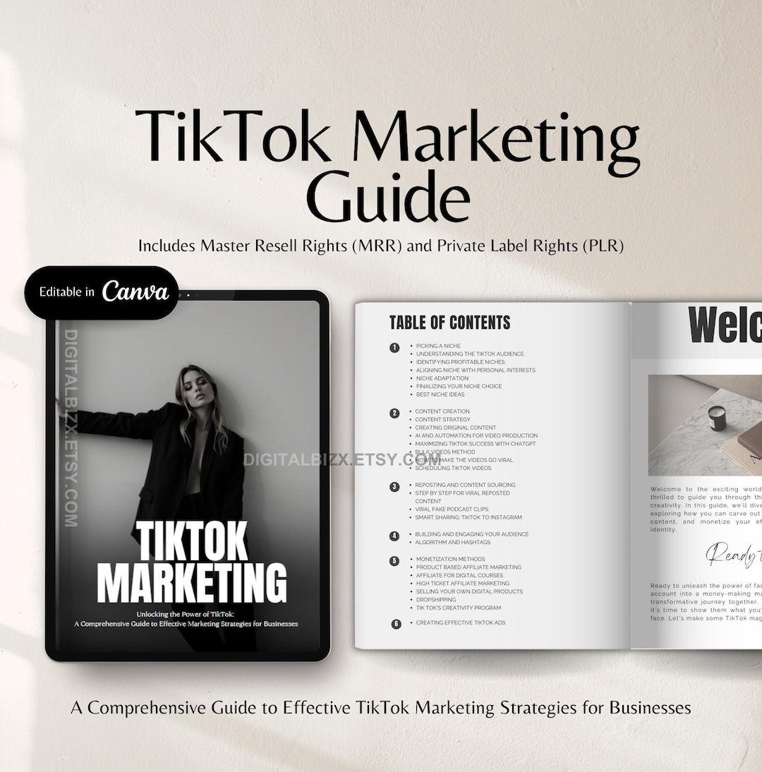 TikTok Marketing Guide w Master Resell Rights MRR and Private Label Rights PLR TikTok Guide Faceless Digital Marketing Simply Passive Income