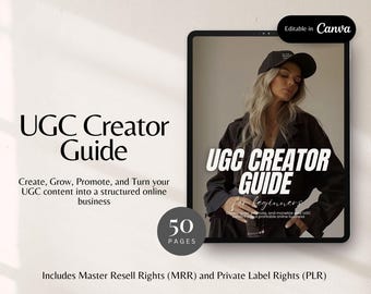 UGC Guide for Beginners How to Start UGC Build Your UGC Portfolio Social Media Guide ugc Content Creator Guide mrr plr eBook ugc Starter kit