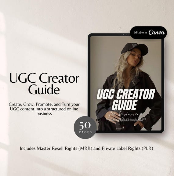 UGC Guide for Beginners How to Start UGC Build Your UGC Portfolio Social Media Guide ugc Content Creator Guide mrr plr eBook ugc Starter kit
