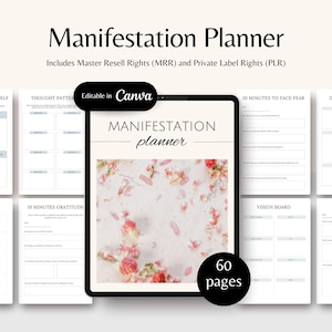 Manifestation planner plr digital planner money manifestation printable personal growth self help guide manifestation guide wellness planner