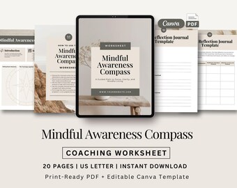 Mindfulness Worksheet Mindful Journal Coaching Worksheet Holistic Wellness Worksheet Distraction Tracker Coaching Resource Coaching Business