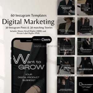 Digital Marketing Instagram Posts and Stories Templates with Master Resell Rights MRR and Private Label Rights PLR Instagram Templates