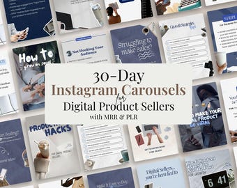 30-Day Instagram Carousel Templates for Digital Product Sellers Canva Carousel Post Content Creator Instagram Feed Social Media Pack MRR PLR