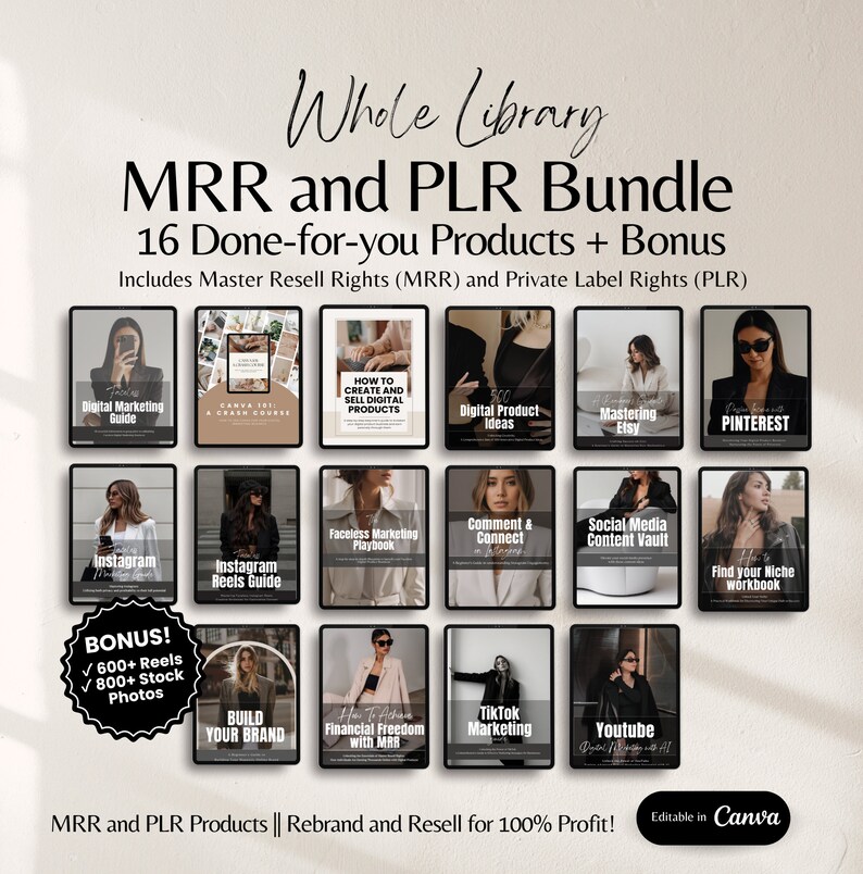MRR and PLR Bundle of 16 Done for You Digital Products + Bonus With ...