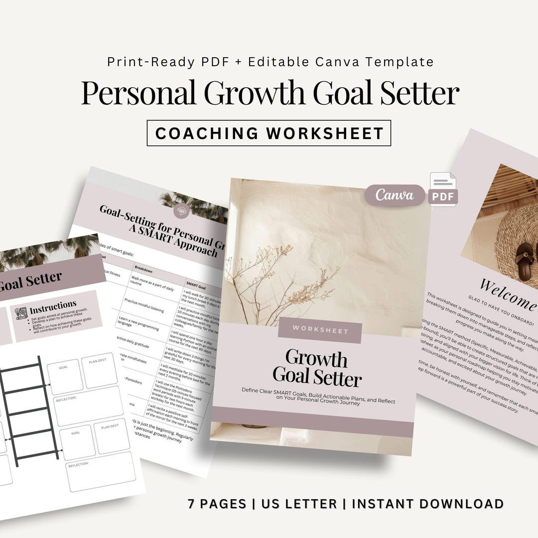 SMART Goal Setting Worksheet SMART Goal Planner Coaching Template ...