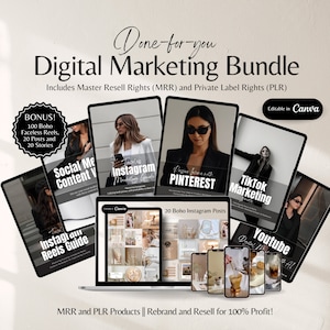 Digital Marketing Bundle with Master Resell Rights and Private Label Rights, mrr and plr Digital Product PLR Bundle MRR Bundle done for you