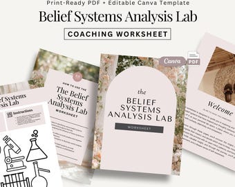 Mindset Coaching Tool, Coaching Resources, Self-Discovery and Personal Growth Worksheet, Belief Systems Analysis Lab Coaching Worksheet