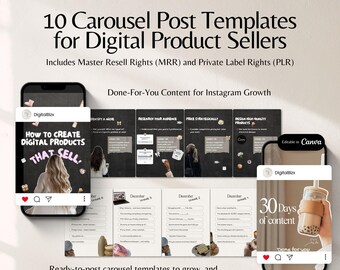 Faceless Instagram Carousel Post Content Marketing Strategy Canva Carousel Template Faceless Digital Marketing Kit Faceless Marketing Bundle