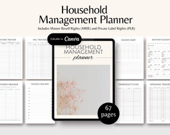 Household management planner household planner plr digital planner house planner household templates home management inventory tracker