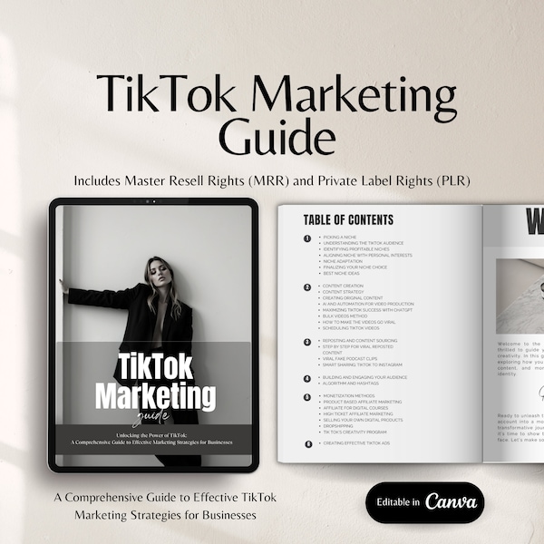 TikTok Marketing Guide w Master Resell Rights MRR and Private Label Rights PLR TikTok Guide Faceless Digital Marketing Simply Passive Income