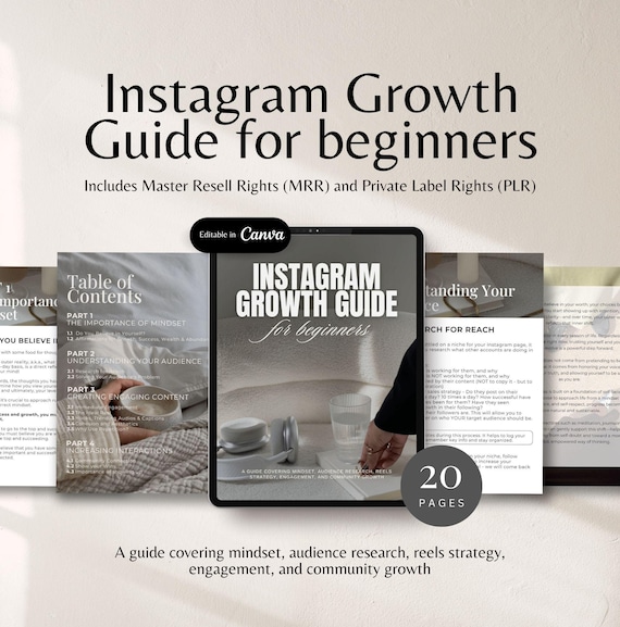 Instagram Growth Guide for Beginners Content Creation Marketing Strategy Faceless Marketing Social Media Growth PLR MRR Instagram Guide