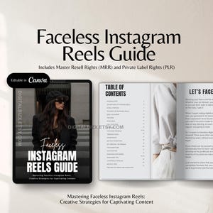Faceless Instagram Reels Guide with Master Resell Rights MRR and Private Label Right PLR Social Media Reels Faceless Reels Digital Marketing