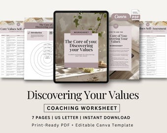 Core Values Worksheet for Self-Discovery Personal Development Coaching Worksheet Coaching Resource for Coaches and Wellness Practitioners