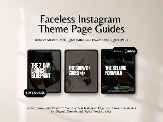 Faceless Instagram Theme Page Guides to Launch Grow and Monetize your Instagram for Organic Growth Engagement and Digital Product Sales MRR