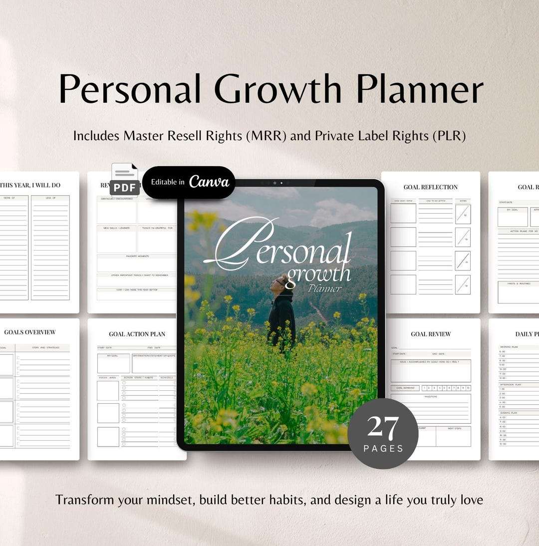 Personal Growth Planner Printable PDF Self Improvement Planner Goal ...