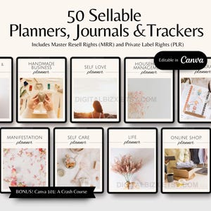 50+ MRR PLR Ebooks Editable Planners, Trackers and Journals Ideal for Passive Income with Master Resell Rights and Private Label Rights DFY