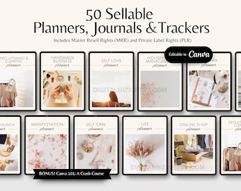 50+ MRR PLR Ebooks Editable Planners, Trackers and Journals Ideal for Passive Income with Master Resell Rights and Private Label Rights DFY