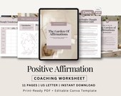 Positive Affirmation Worksheet Mindset Coach Template Self-Reflection Coaching Worksheet Printable Wellness Resource Lead Magnet for Coaches