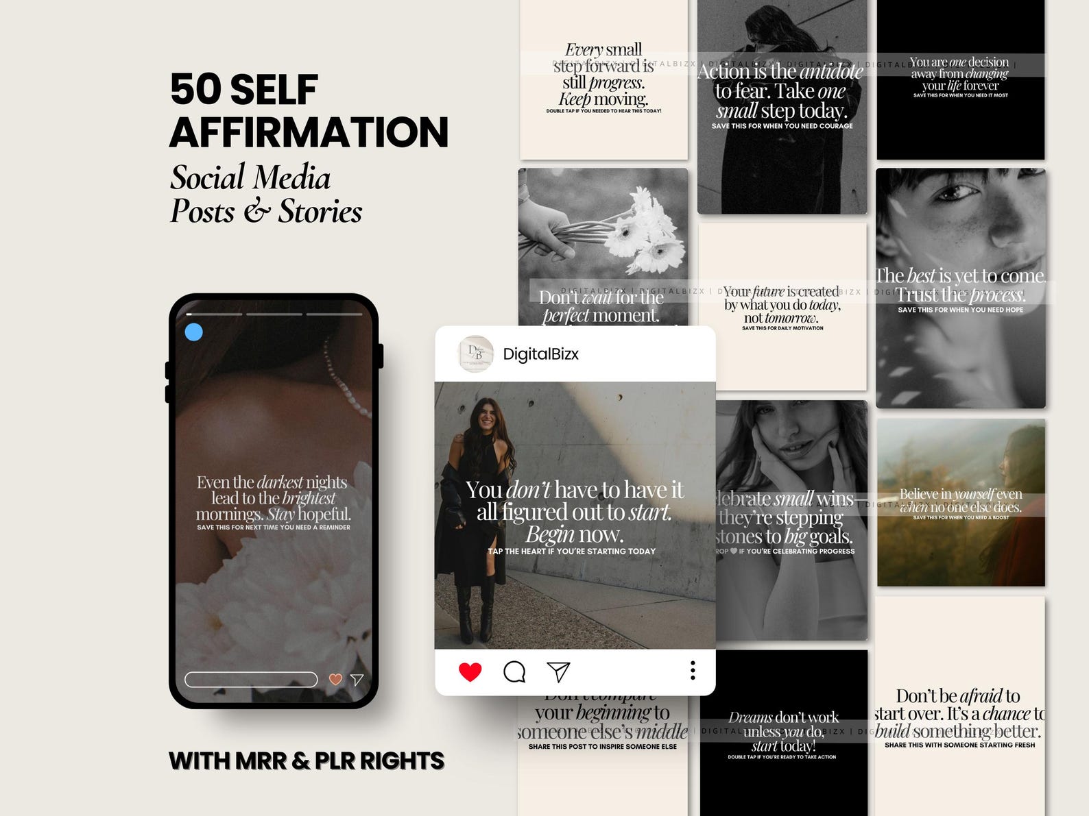 50 Self Affirmation Instagram Templates Motivational Quotes Social ...