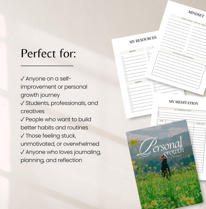 Personal Growth Planner Printable PDF Self Improvement Planner Goal ...