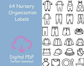 Printable Nursery Organization Labels: Clothing & Closet Labels (Digital Download)