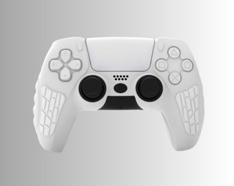 Silicone Protective Cover Rubber Grip Case with Thumb Grip Caps for PS5 Wireless Controller - White