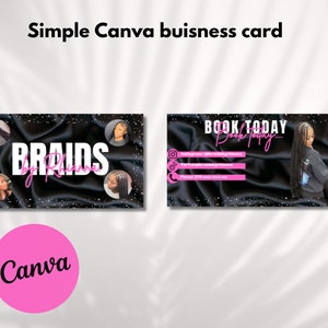 Editable Business Card Template for Braids, Lashes, Wigs, and Nails - Canva - Easy Customization