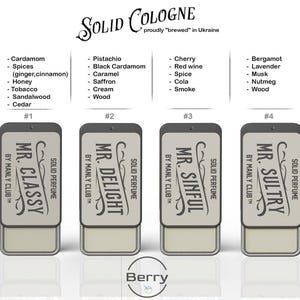 Perfume sólido para hombre: elegante, pecaminoso, delicioso, sensual - Colonia natural - Bálsamo perfumado de larga duración tamaño viaje - Regalo hecho a mano