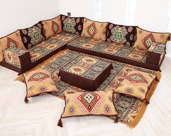 Orientalisches Bodensofa, Eckbodensofa, Arabische Majlis Sofa, Arabische Wohnzimmermöbel, Arabische Couch, Arabische Jalsa, Marokkanisches Sofa