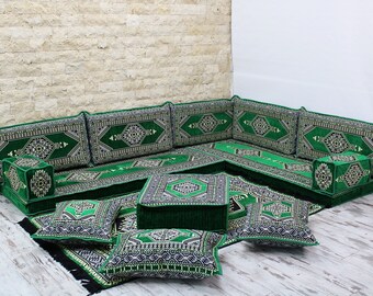 Orientalisches Bodensofa, Eckbodensofa, Arabische Majlis Sofa, Arabische Wohnzimmermöbel, Arabische Couch, Arabische Jalsa, Marokkanisches Sofa