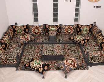 Arabisch Majlis Sofa, Arabisch Boden Sitz Sofa, Arabisch Jalsa, Arabisch Kissen, Orientalische Sitz Sofa Set, U Förmige Wohnzimmer Möbel