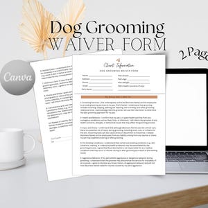 Formulário de isenção de responsabilidade para serviços de tosa de cães Contrato de serviços de tosa de cães editável Formulários de isenção para impressão para serviços de tosa de cães de estimação Isenção de admissão de clientes