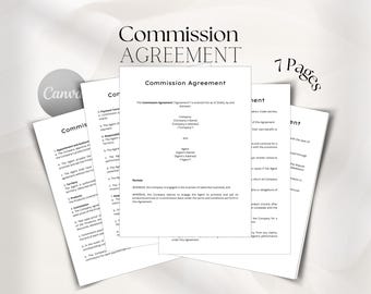 Commission Agreement Editable Sales Employee Agreement Forms Printable Commission Agreement Commission Contract Commission Sales Agreement