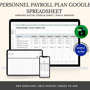 Personnel Payroll Plan Spreadsheet | Google Sheets & Excel | Employee Salary Tracker | Digital Payroll Template | Instant Download