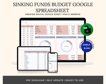 Sinking Funds Budget Spreadsheet: Google Sheets & Excel (Digital Download)