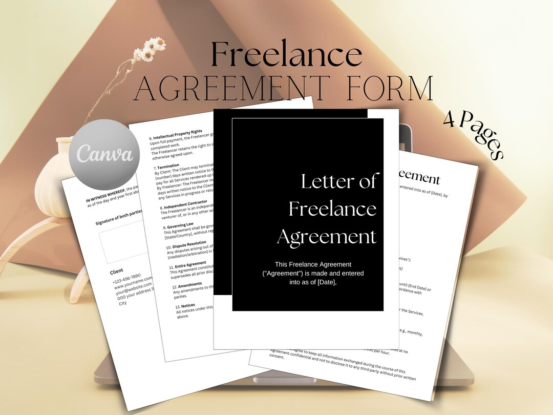 Freelance Agreement Template | Editable Client Contract | Printable ...