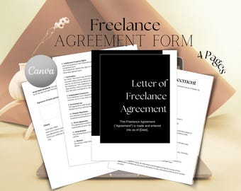Freelance Agreement Template | Editable Client Contract | Printable Business Service Agreement | Instant Download