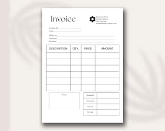 Printable Invoice Template | Editable Word | Custom Small Business Invoice | Minimalist Billing & Receipt Form