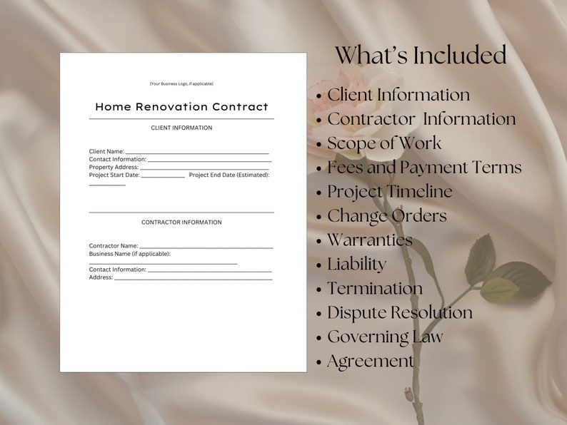 Photo inspiration: Picture Idea: Home Renovation Contract Canva Template Home Renovation Form Agreements