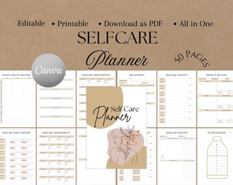 Self-Care Planner | Printable Wellness Workbook | Canva Template | Daily Routine & Wellbeing Journal