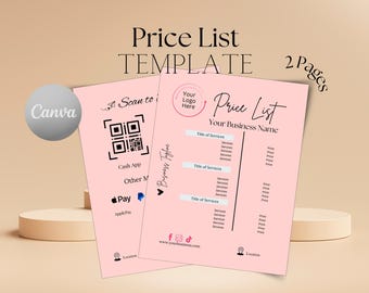 Editable Price List Template Canva Small Business Pricelist for Salon and Spa Aesthetic Business Pricelist Templates Complete Details