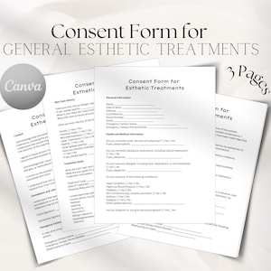 Esthetician Contract Editable General Esthetician Consent Form Printable Consent Form for Esthetic Treatments Aesthetician Contract Template