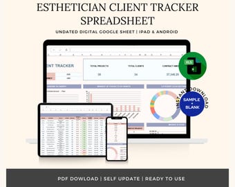 Esthetician Client Tracker: Google Sheets & Excel Planner (Instant Download)