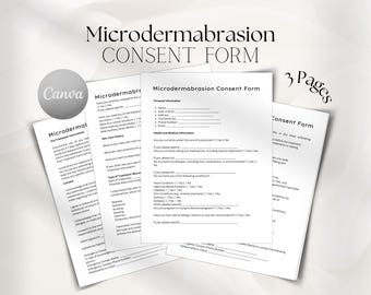 Microdermabrasion Treatment Template | Editable Client Consent Form | Printable Esthetician Agreement PDF