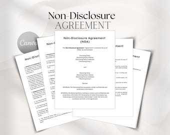 Mall för sekretessavtal | Sekretessavtal | Redigerbart juridiskt avtal | Sekretessformulär | Direkt digital nedladdning i PDF-format