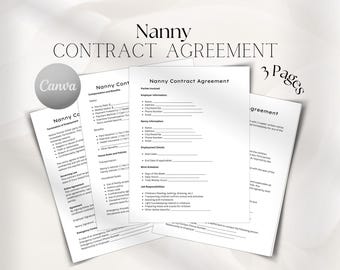 Editable Nanny Contract Template: Babysitter Agreement (Digital Download)