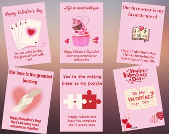 Valentine's Day cards, Digital love cards, Printable Valentine's cards, Instant download valentine cards, Unique digital valentine cards