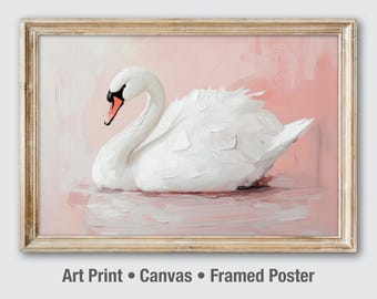 Swan Watercolor Art Print: Vintage Nursery Wall Decor