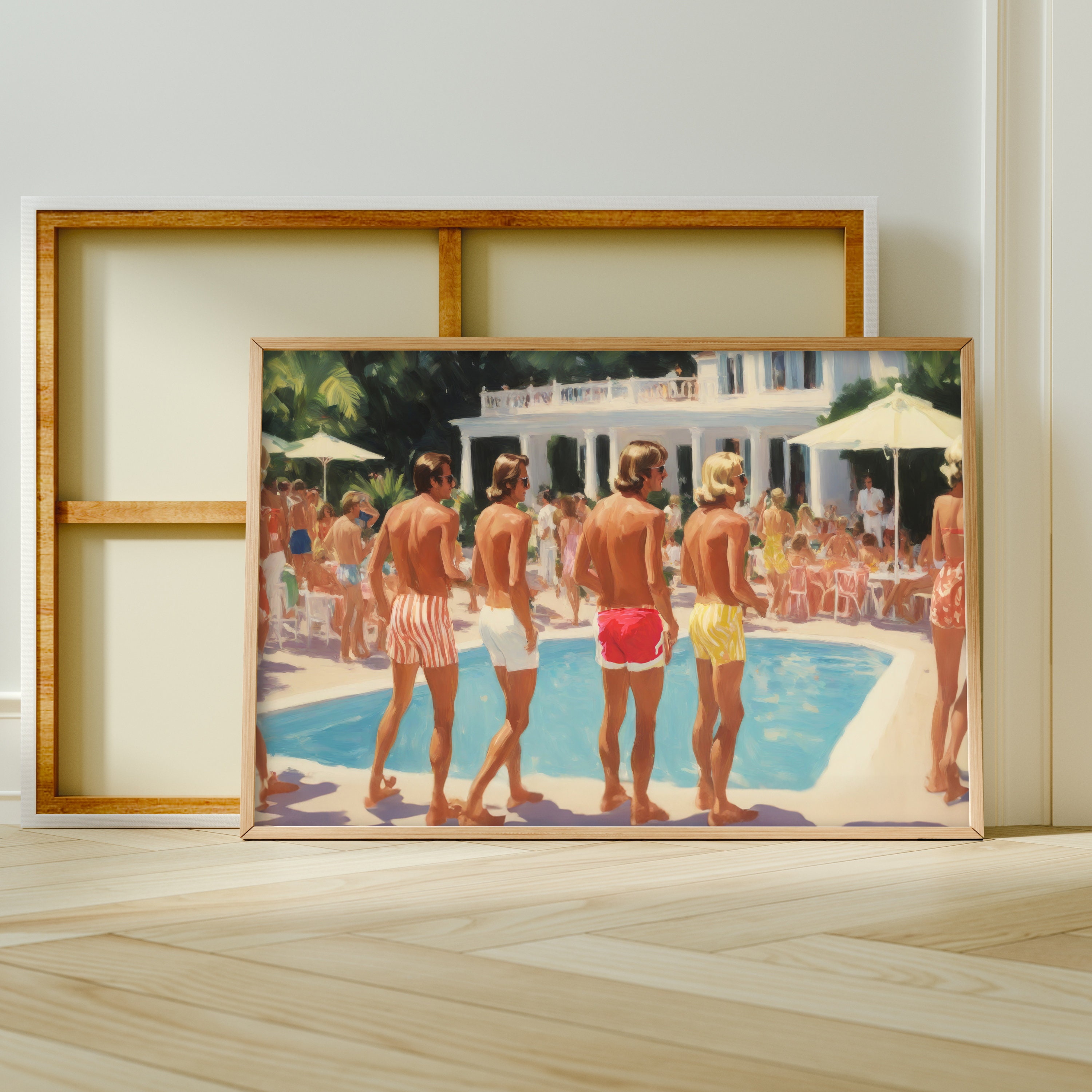 Pool Parlor Print Retro Pool Party Painting, Beach Print, Girly Apartment Art Print ...